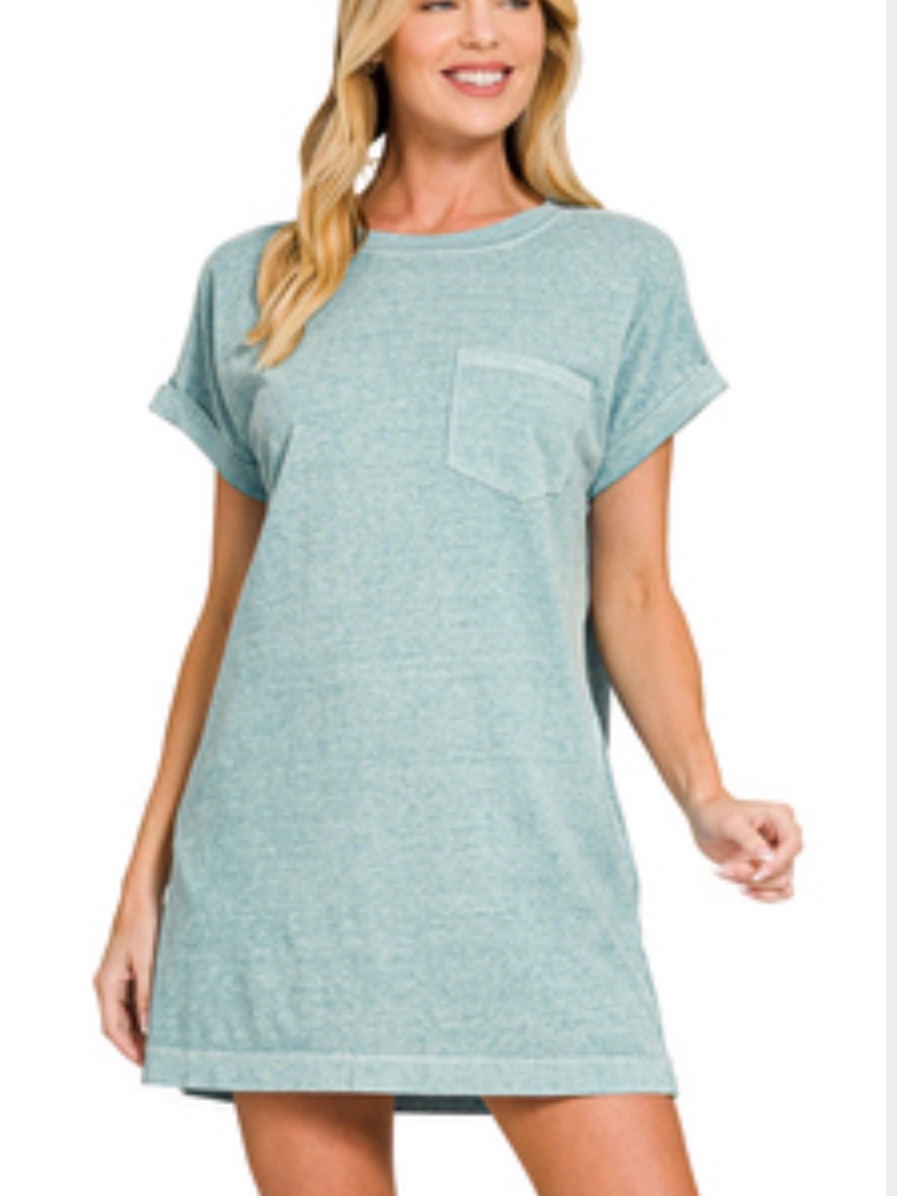 Zenana Light Teal Pocket T-Shirt Dress